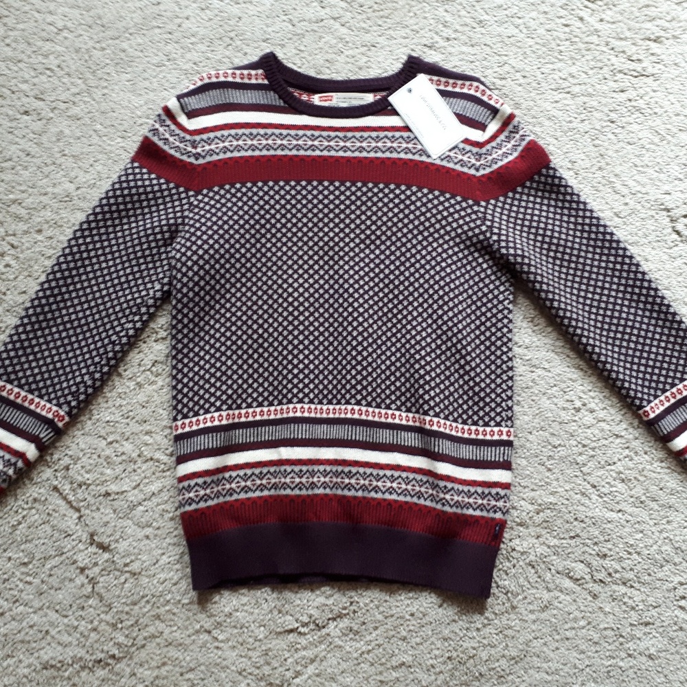 Levi's cotton and wool patterned slim fit sweater